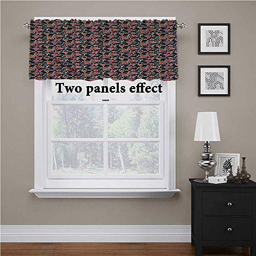 Cortina de cenefa abstracta, patrón de salpicaduras de agua corta pequeña opaca, cortina de ventana sólida que añade un toque agradable a tu sala de estar, 42 x 18 pulgadas