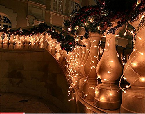 Cortina de Luces, Luz Cadena, Luz de Cortina, LED Guirnaldas luminosas, Cadena De Luces,216 LED 5M Luces LED, 8 Modos de Luz Perfecto para Decoración de Navidad, Fiestas, Casa,Jardín,Blanco Cálido