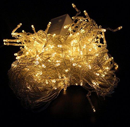 Cortina de Luces, Luz Cadena, Luz de Cortina, LED Guirnaldas luminosas, Cadena De Luces,216 LED 5M Luces LED, 8 Modos de Luz Perfecto para Decoración de Navidad, Fiestas, Casa,Jardín,Blanco Cálido