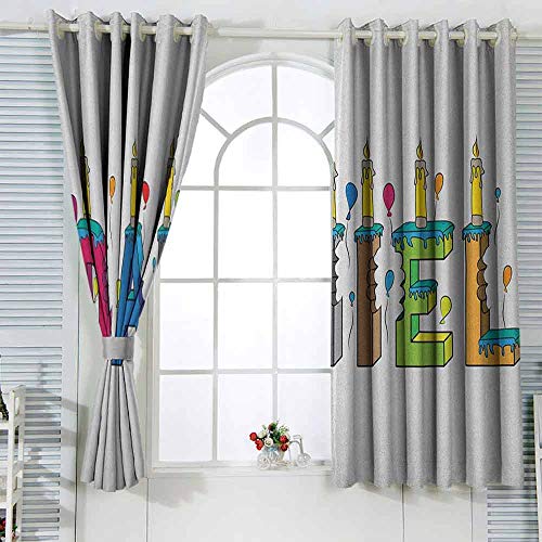 Cortinas de cocina Daniel Grooving Alegre nombre masculino con ocasión feliz cumpleaños tema Bite marcado pastel adecuado para dormitorio sala de estar estudio, etc. W63 x 163 l, multicolor