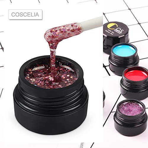 Coscelia Kit Uñas de Gel Completo Gel de Fototerapia de Uñas 36W Lampara LED/UV Pegamento Puro Glitter Herramientas de Manicura