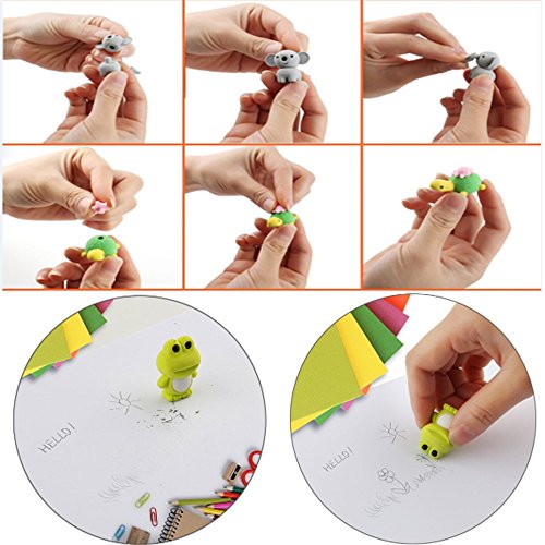 Cosoro - 20 lápices flexibles y suaves + 20 gomas de borrar de animales, gomas de borrar para la escuela, equipo divertido de bricolaje para juguetes y bolsas de fiesta para niños