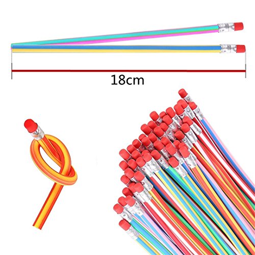 Cosoro - 20 lápices flexibles y suaves + 20 gomas de borrar de animales, gomas de borrar para la escuela, equipo divertido de bricolaje para juguetes y bolsas de fiesta para niños