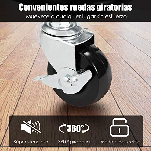 COSTWAY Carro Multiuso de Servicio con Ruedas Carrito Auxiliar para Cocina Baño Peluquería Carga hasta 60kg (Negro)