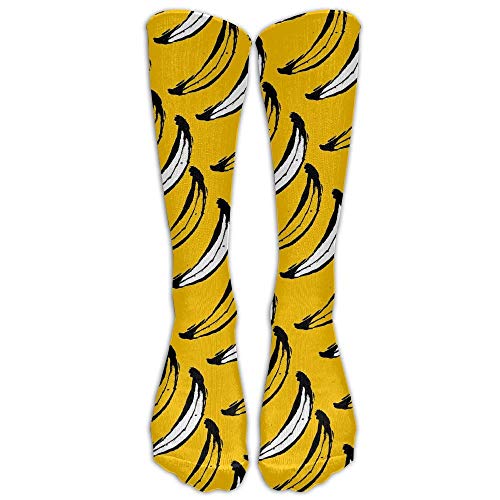 Cotton Banana Boat Yellow and White Casual Sports Socks Crew Socks