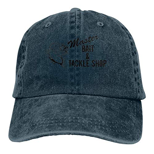 Cotton Denim Cap Baseball Hat Master Bait and Tackle Shop Six-Panel Adjustable Trucker Dad Hat Navy