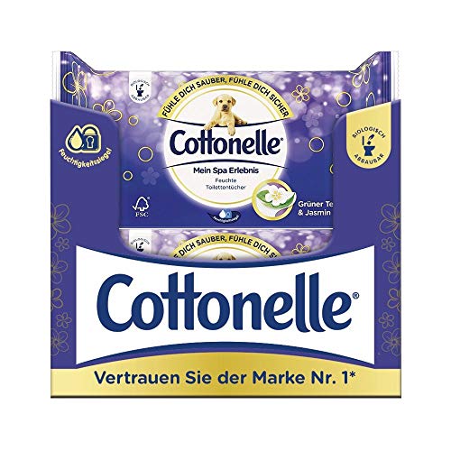 Cottonelle Mein SPA - Papel higiénico húmedo (té verde y jazmín, 12 x 44 unidades)