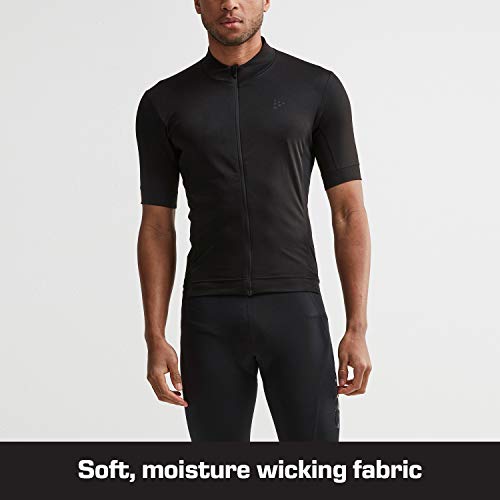 Craft Essence Full Zip Short Sleeve UPF 25+ Cycling Bike Jersey Camiseta, Hombre, Negro, Large