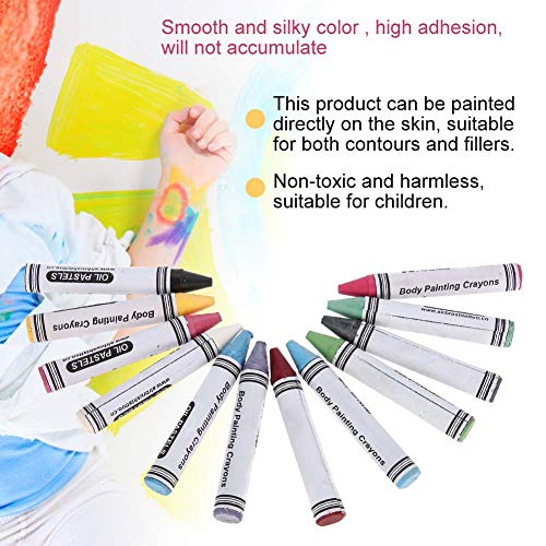 Crayones de pintura de cara 12 colores pintados con pintura corporal para niños, maquillaje Halloween pintura de aceite Art Paleta de pintura facial y corporal