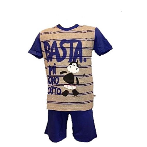 Crazy Farm Pijama Hombre Basta Mi Sono Roto, Camiseta y Pantalón Corto * 16095 Azul Marino X-Large