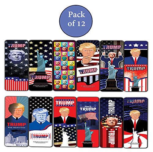 Creanoso Presidente Trump Colectores Marcadores (12-Pack) - Seis surtidos granel Paquete Book Page Clippers - Gran embutidoras regalos para adultos - regalo fresco Patriótica simbólico sorteos del co