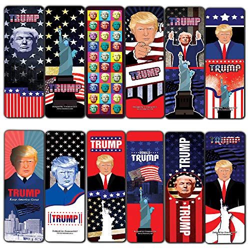 Creanoso Presidente Trump Colectores Marcadores (12-Pack) - Seis surtidos granel Paquete Book Page Clippers - Gran embutidoras regalos para adultos - regalo fresco Patriótica simbólico sorteos del co