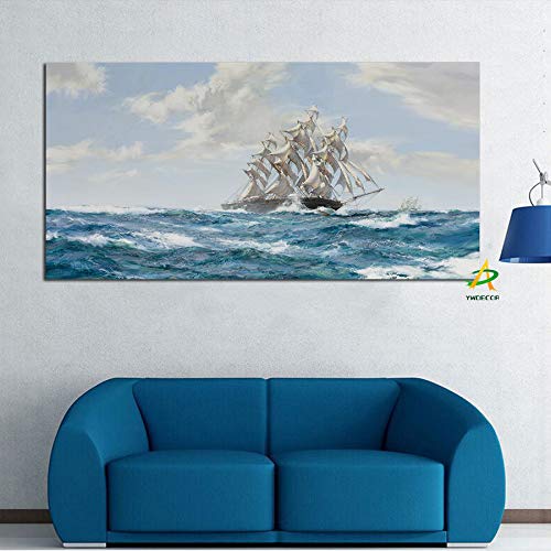 Creative HD print ship sailing on the ocean abstract canvas painting poster modern art wall picture for living room bedroom frameless decorative painting A13 60x80cm