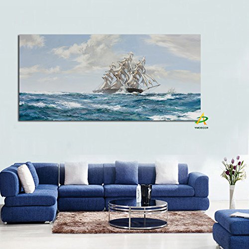 Creative HD print ship sailing on the ocean abstract canvas painting poster modern art wall picture for living room bedroom frameless decorative painting A13 60x80cm