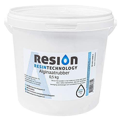 Crema de alginato en polvo para moldear de RESION | Rosa Blanco | 500 gramos | Polvo de deformación rápido en 10 minutos, deformación biológica y respetuosa con la piel