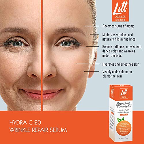 Crema de suero de vitamina C al 20% con ácido hialurónico, retinol, vitamina E e hidratación multivitamínica suaviza las arrugas, ingredientes orgánicos, unifica la tez, elimina las manchas oscuras