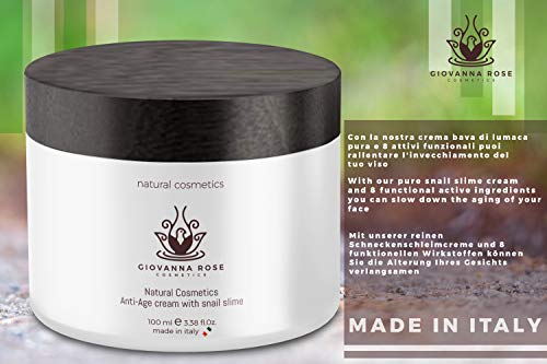 Crema facial antiarrugas 100 ml de baba de caracol y 8 activos funcionales Crema hidratante natural antienvejecimiento para cuello facial y escote Made in Italy