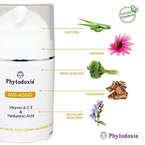 Crema Hidratante Facial Antiarrugas de Acido Hialuronico Puro Vitamina A (Retinol) C E | Reafirmante Antienvejecimiento | Aloe Vera Centella Asiatica | Aceite de Argan Jojoba Manteca de Karite