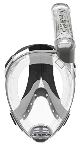 Cressi Duke Dry Full Face Mask Mascara de Buceo Snorkel Seca Cara Completa, Unisex Adulto, Transparent, S/M