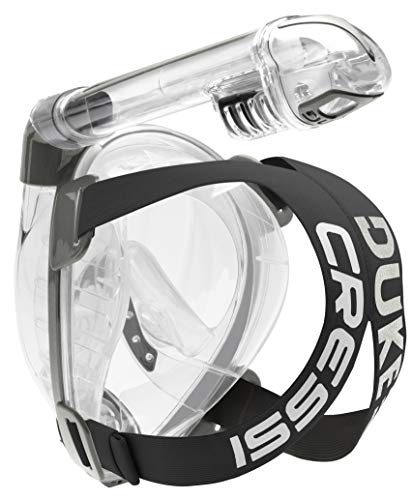 Cressi Duke Dry Full Face Mask Mascara de Buceo Snorkel Seca Cara Completa, Unisex Adulto, Transparent, S/M