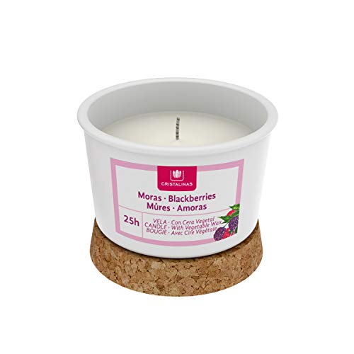 CRISTALINAS, Vela GELATTO. Cera VEGATAL y Aceites Esenciales. Mas de 25h de duración. Reciclable. Aroma (Moras y Frambuesas)