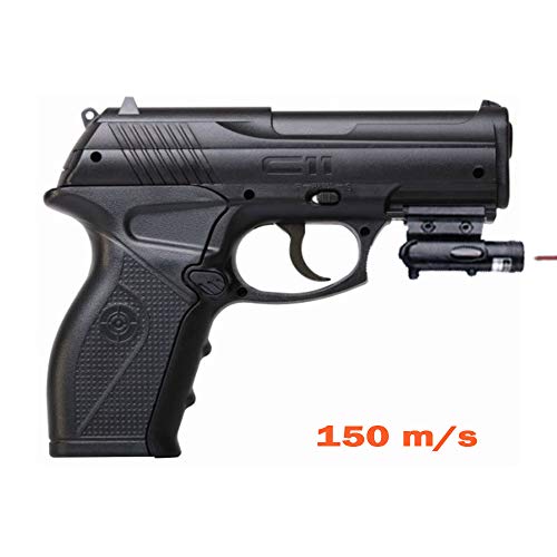 Crosman C11 + láser | Pistola de Aire comprimido (co2) y balines-perdigones de Acero BB's Cal 4.5mm <3,5J