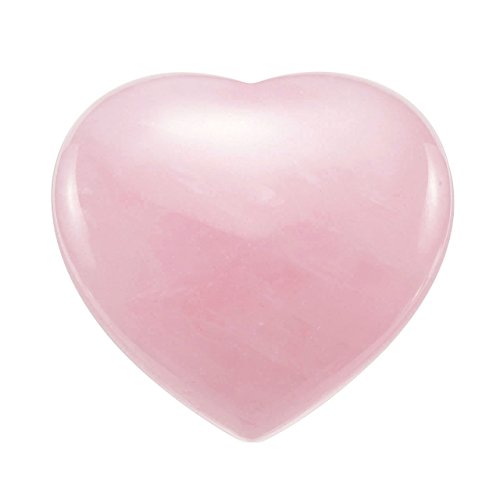 CrystalTears - 2 piedras de cuarzo rosa con corazón tallado en la palma para curar el chakra y el reiki, con caja de regalo