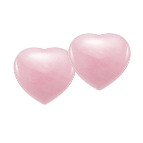 CrystalTears - 2 piedras de cuarzo rosa con corazón tallado en la palma para curar el chakra y el reiki, con caja de regalo