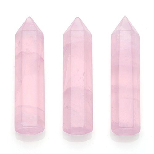 CrystalTears - 4 piezas de cristales curativos, varita de punto único, 10 x 45 mm, piedras pulidas pulidas, amatista/cuarzo transparente/cuarzo rosa/sodalita