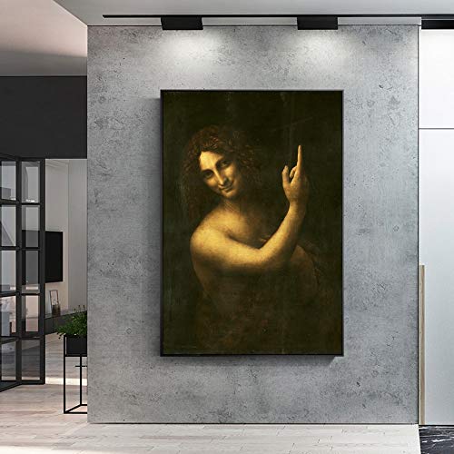 Cuadro sobre LienzoImprimir En Lienzo San Juan Bautista Reproducciones Famosas De Leonardo Da Vinci 40x60cm Pintura Decoración Imagen Imprimir en lienzo