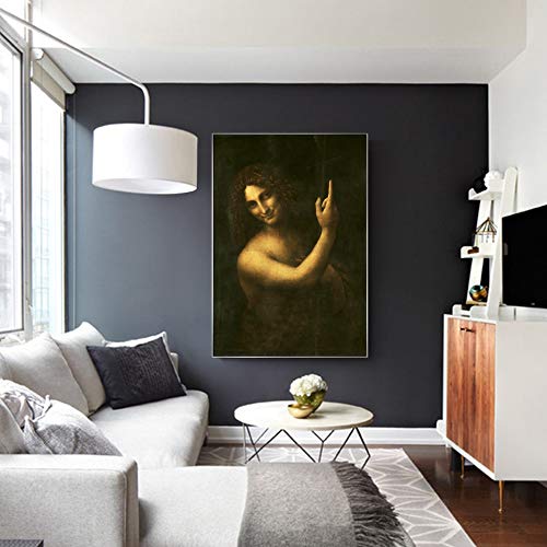 Cuadro sobre LienzoImprimir En Lienzo San Juan Bautista Reproducciones Famosas De Leonardo Da Vinci 40x60cm Pintura Decoración Imagen Imprimir en lienzo