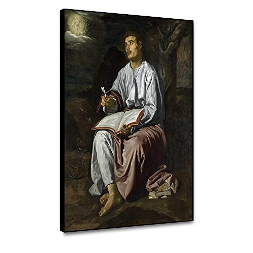 Cuadros modernos impresión sobre lienzo  -San Juan Evangelista En La Isla De Patmos -Diego Velázquez 64X80Cm Sin Marco, Replica lienzo decoración arte decoración