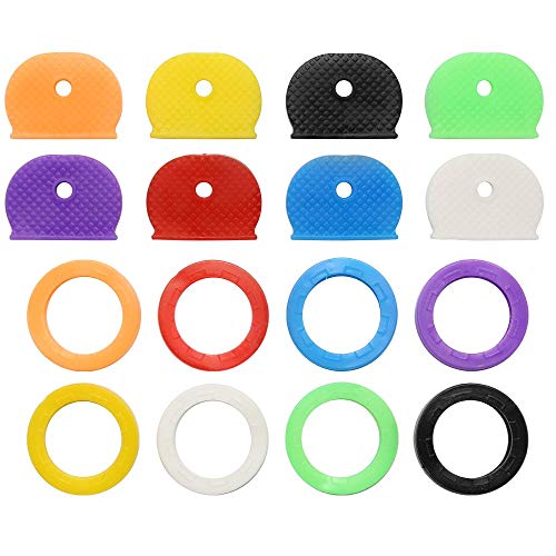 Cubierta de Llave Colores,32 Pack Funda de Teclado Etiquetas Tapa de Llaves de Identificación para Casa Oficina Hotel Goma Ronda