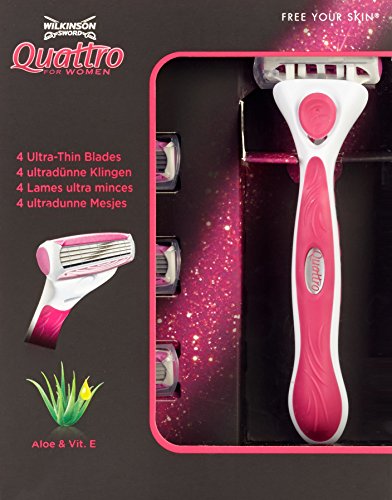 Cuchillas de afeitar Wilkinson Sword Quattro para mujer, 3 +1 gratis.