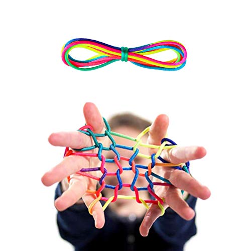 Cuerdas de Dedos Arcoiris, 6 PCS Juguetes de Cuerda Mágica, Juguetes de Cuna de Gatos, Juegos de Dedos Artísticos, Cuerdas, Juegos de Manos, Juguetes para Dedos 165 cm