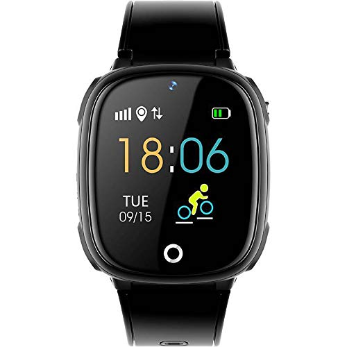 CUHAWUDBA Hw11 - Reloj inteligente para niños, antipérdidas, reloj inteligente con control de llamada, resistente al agua, color negro