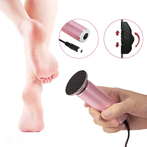 Cuidado eléctrico de los pies, máquina portátil para pulir pies de pedicura, papel de lija de reemplazo 60, eliminar callos, grietas, piel seca y muerta, pies suaves (Pink)