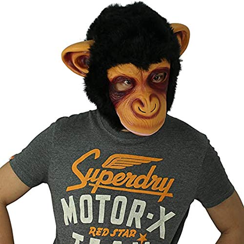 Cusfull Disfraces de Chimpancé Mágico Máscaras de Animal Mono de Látex de Caucho para Adultos Disfraz de Orangután Negro Fiesta Halloween Antifaz de Cabeza Espeluznante Novedad