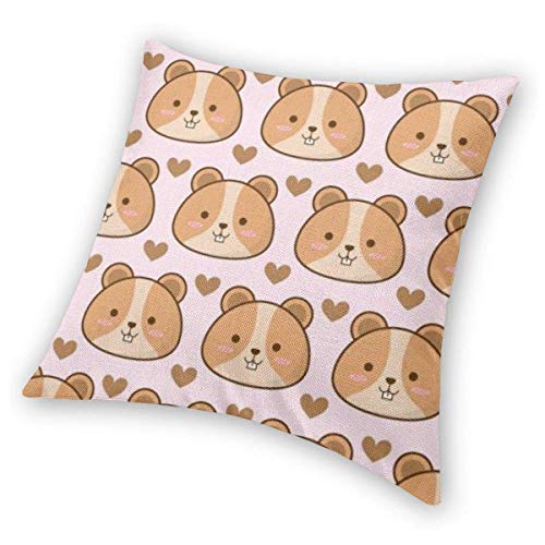 Cute Face Pattern Baby Hamster Velvet Soft Decorative Square Throw Pillow Case Cushion Cover Pillowcase for Livingroom Sofa Bedroom with Invisible Zipper 20x20 Inches