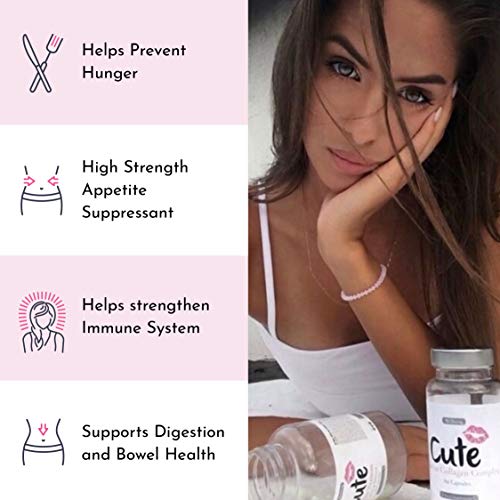 Cute Nutrition Garcinia Cambogia 60 Cápsulas de Extracto de Fruta con Guaraná Complejo de control de Peso Natural para Mujeres Supresor de Apetito.