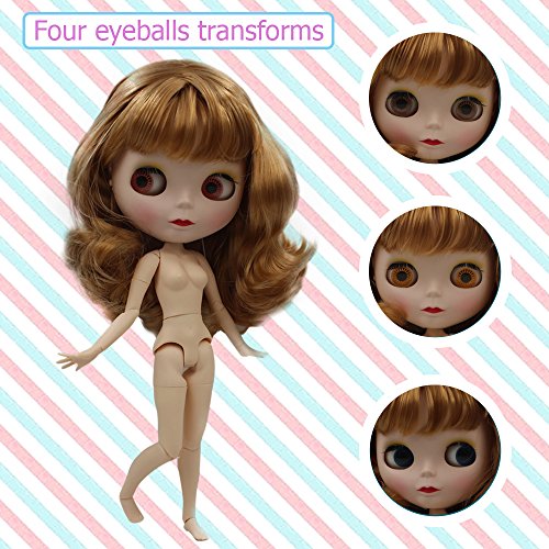 CUTEBEE 1/6 BJD Doll is Similar to Neo Blythe, 4-Color Changing Eyes Matte Face and Ball Jointed Body Dolls, 12 Inch Customized Dolls Can Changed Makeup and Dress DIY