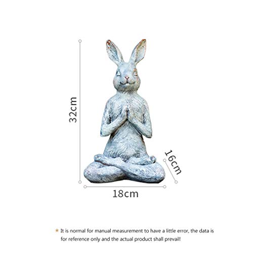 Cutfouwe Oren Estatua De La Figura Conejo Yoga Orar Escultura Estatuilla Hecha A Mano Ángel para Naves De Decoración para El Hogar Jardín Iglesia Ornamento Ornamentos,13" x 7"x 6.3"