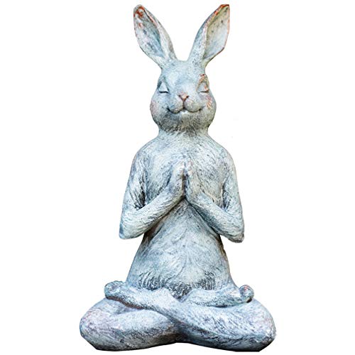 Cutfouwe Oren Estatua De La Figura Conejo Yoga Orar Escultura Estatuilla Hecha A Mano Ángel para Naves De Decoración para El Hogar Jardín Iglesia Ornamento Ornamentos,13" x 7"x 6.3"