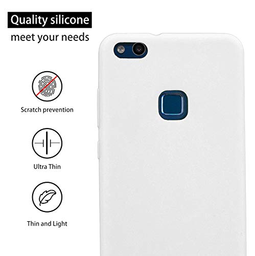 cuzz Funda para Huawei P10 Lite+{Protector de Pantalla de Vidrio Templado} Carcasa Silicona Suave Gel Rasguño y Resistente Teléfono Móvil Cover-Blanco