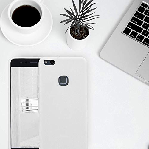 cuzz Funda para Huawei P10 Lite+{Protector de Pantalla de Vidrio Templado} Carcasa Silicona Suave Gel Rasguño y Resistente Teléfono Móvil Cover-Blanco