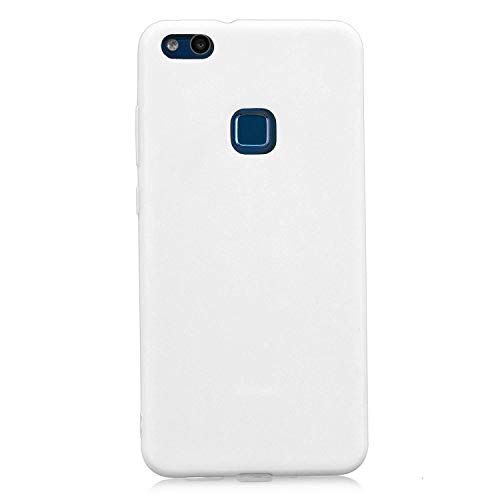 cuzz Funda para Huawei P10 Lite+{Protector de Pantalla de Vidrio Templado} Carcasa Silicona Suave Gel Rasguño y Resistente Teléfono Móvil Cover-Blanco