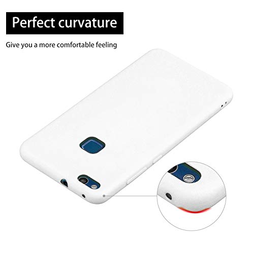 cuzz Funda para Huawei P10 Lite+{Protector de Pantalla de Vidrio Templado} Carcasa Silicona Suave Gel Rasguño y Resistente Teléfono Móvil Cover-Blanco