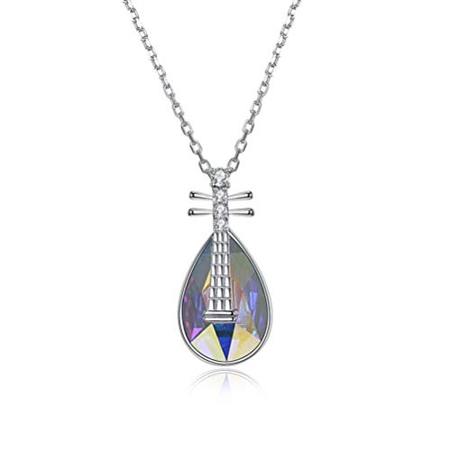 CWHao la Plata de Ley S925 Puede Ser un Collar de Cristal para el Hogar, Platinum&Multicolor