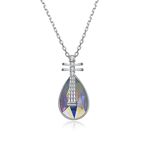 CWHao la Plata de Ley S925 Puede Ser un Collar de Cristal para el Hogar, Platinum&Multicolor