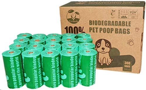 Cycluck 100% Biodegradables Bolsas de Basura Perros Extra Gruesa con Certificación Europea EN13432 Home Compost, Hecho de Almidón de Maíz (300 Bolsas, Verde)